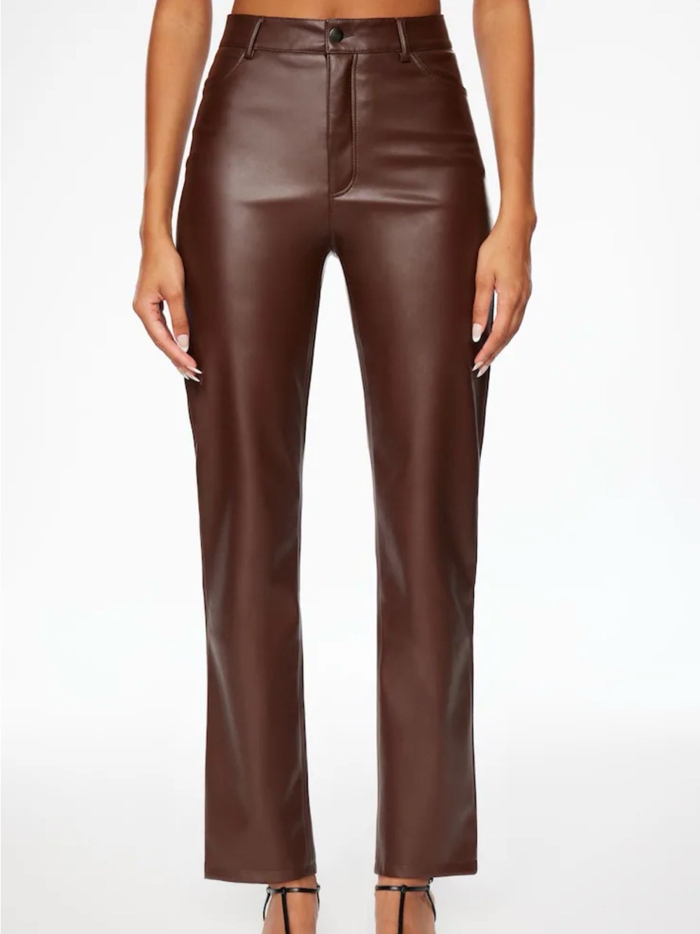 Dynamite, Gisele Straight Leg Faux Leather Pants, Burgundy, Size 4